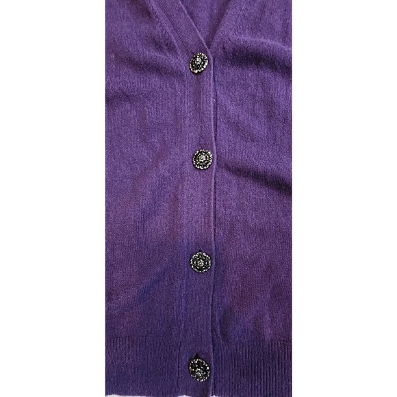 Talbots Womens Cashmere Blend Lightweight Cardigan Sequened Buttons L - Picture 2 of 9